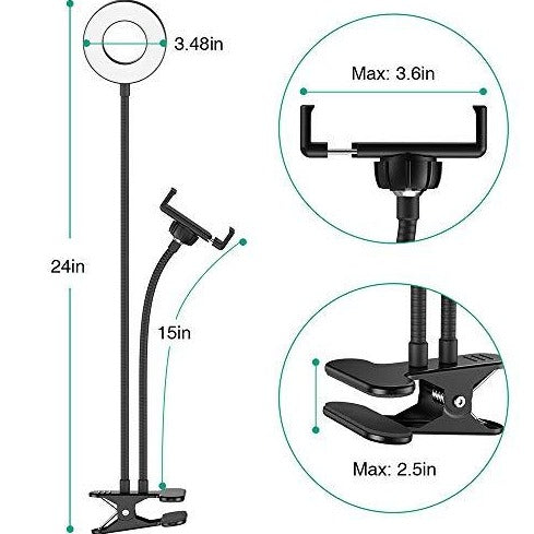 upgraded 2 in 1 Led Selfie Ring Light with Phone Holder Desk Lamp Lazy Bracket Tabletop Stand Flexible