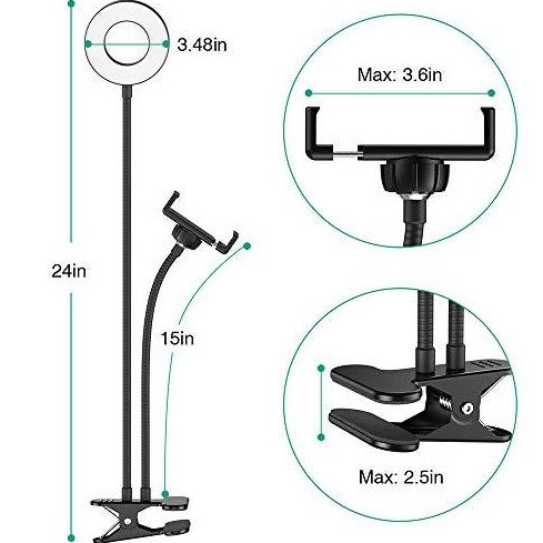 Lazy Fun Led Light 2 in 1 Led Selfie Ring Light with Phone Holder Desk Lamp Lazy Bracket ...