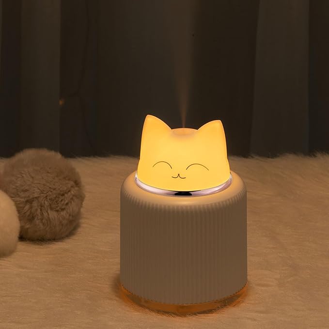 Cartoon Cat Mini Humidifier E340 – Quiet & Efficient Air Moisturizer