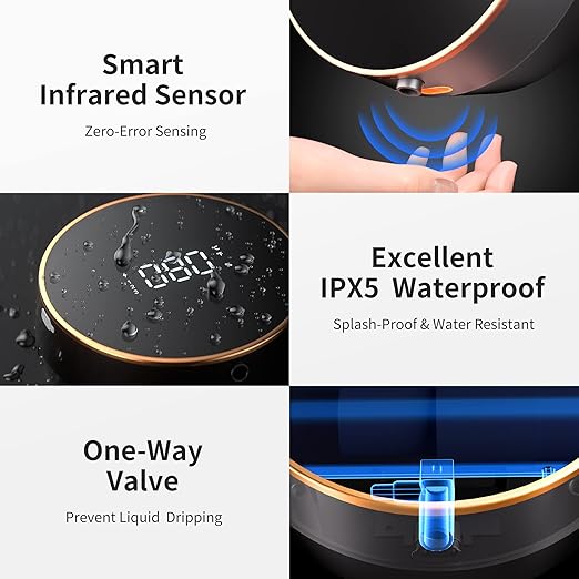 Smart Rechargeable Automatic Foaming Soap Dispenser Touchless with Built-in Temperature Display