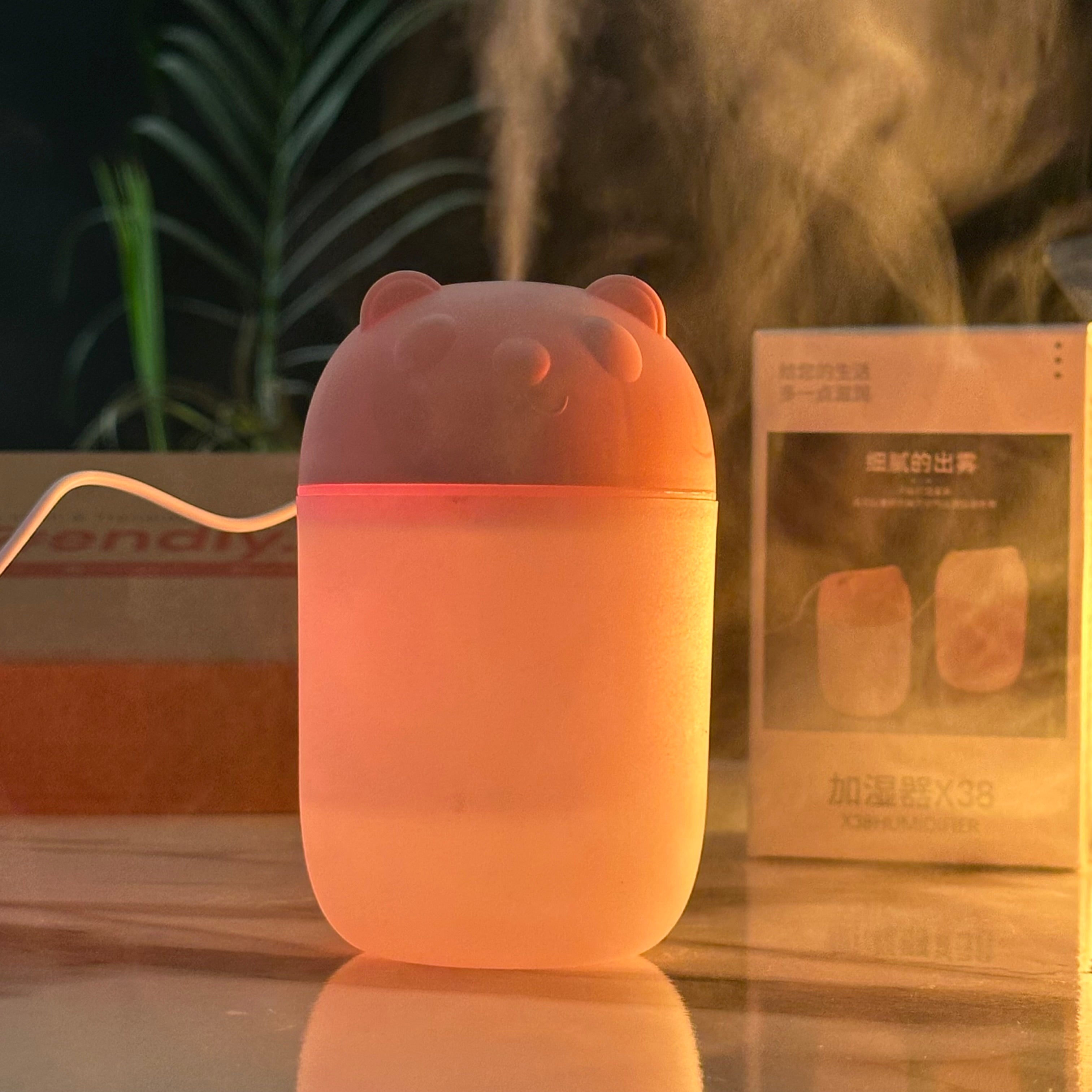 Cute Bear Portable Mini LED Humidifier X38 – Travel-Friendly Design