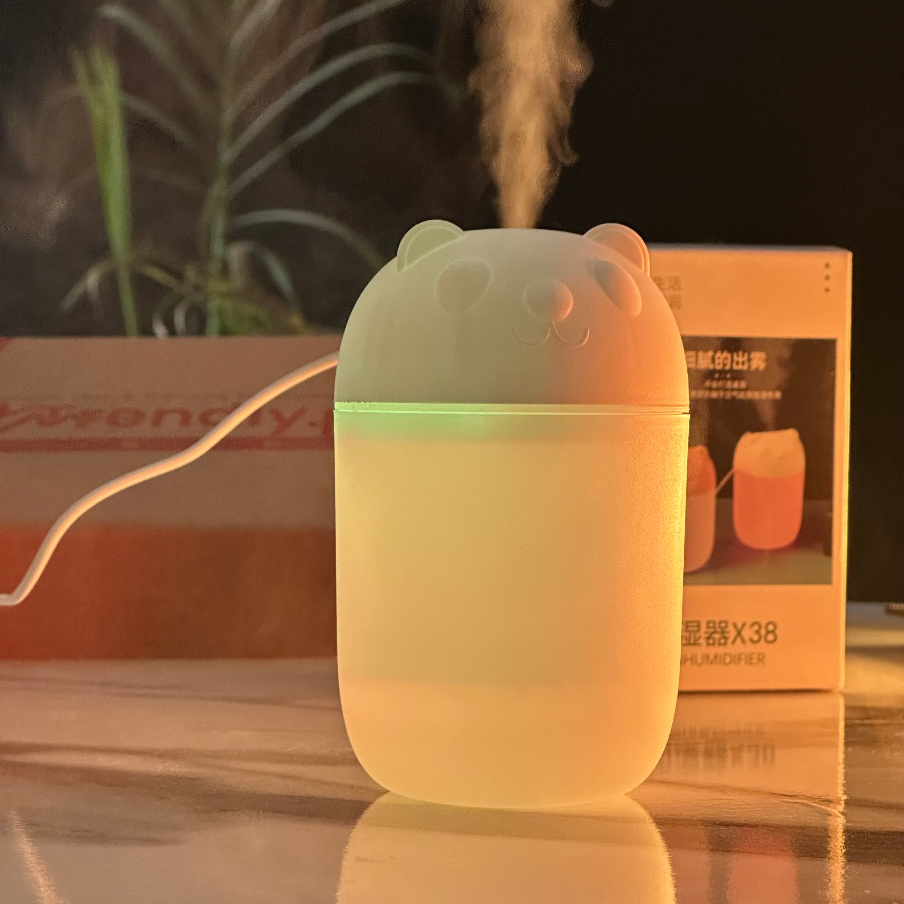 Cute Bear Portable Mini LED Humidifier X38 – Travel-Friendly Design