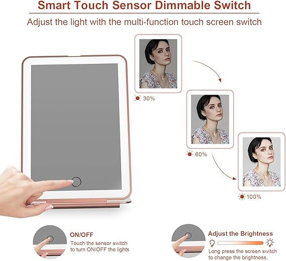 Travel-Friendly Rechargeable LED Mirror Tablet Shape with Touch Screen