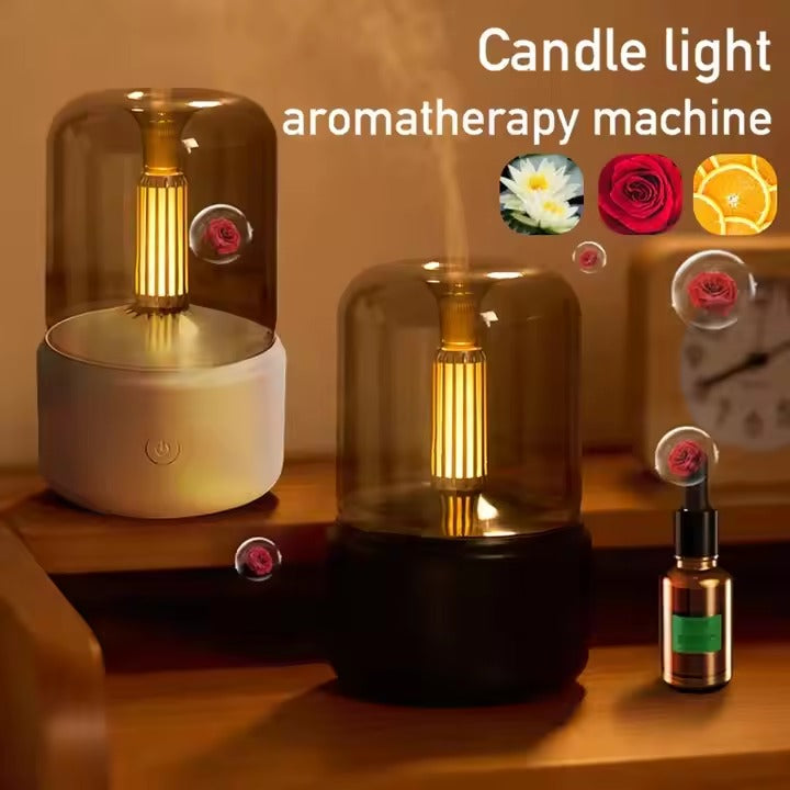 Portable Candlelight Humidifier & Oil Diffuser–Perfect for Relaxing Atmosphere