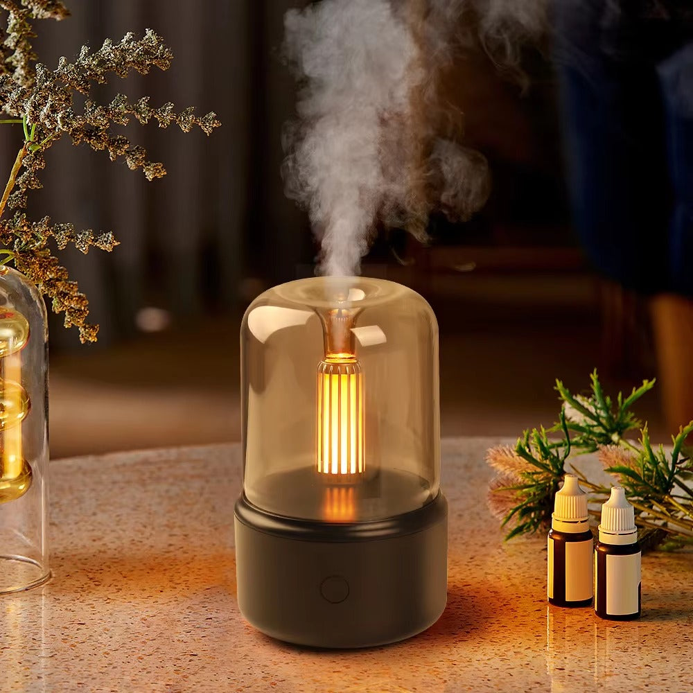 Portable Candlelight Humidifier & Oil Diffuser–Perfect for Relaxing Atmosphere