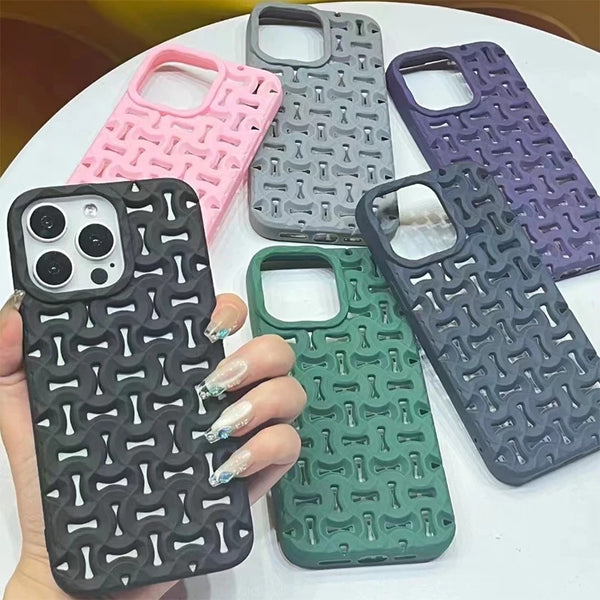 3D Geometric Hollow Design Shockproof Case for iPhone