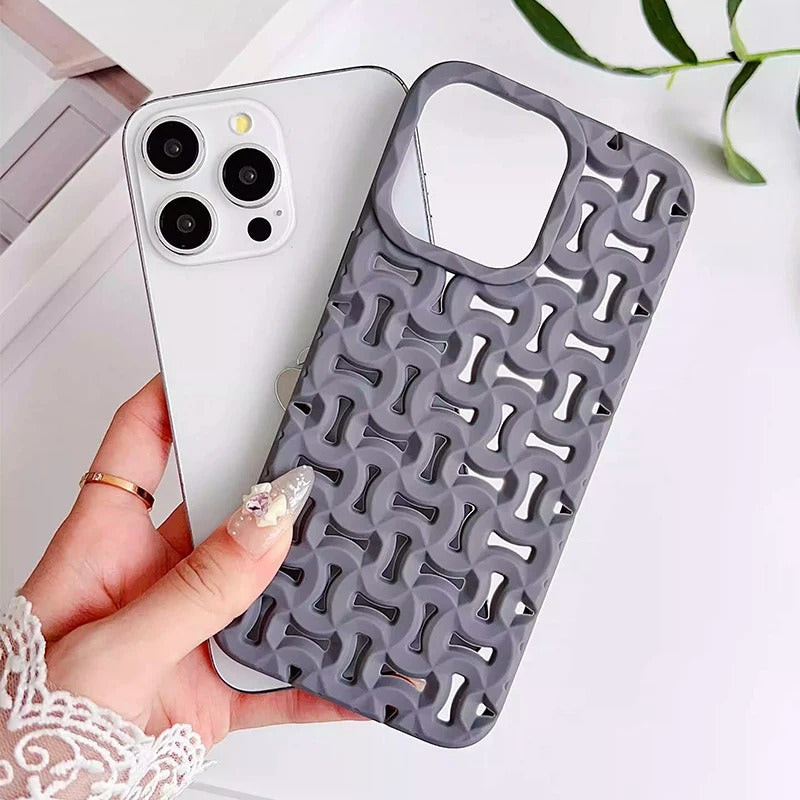 3D Geometric Hollow Design Shockproof Case for iPhone