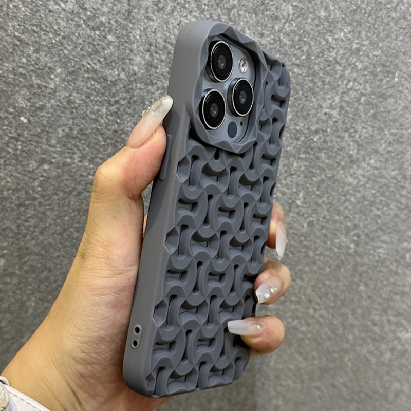 3D Geometric Hollow Design Shockproof Case for iPhone