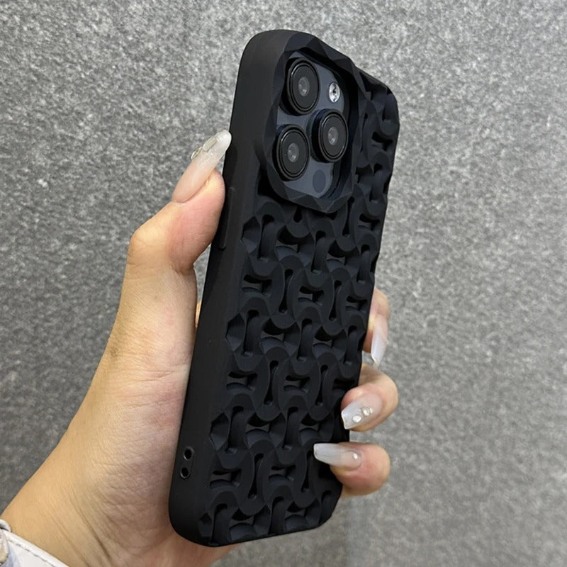 3D Geometric Hollow Design Shockproof Case for iPhone
