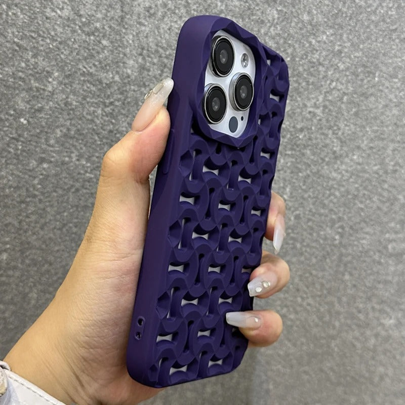 3D Geometric Hollow Design Shockproof Case for iPhone