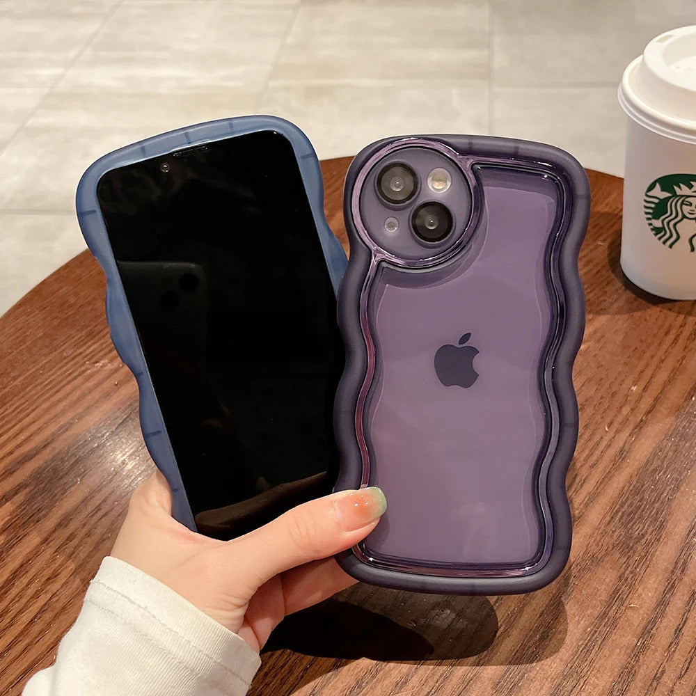Wavy Edge Transparent iPhone Case – Shockproof Soft Silicone Cover