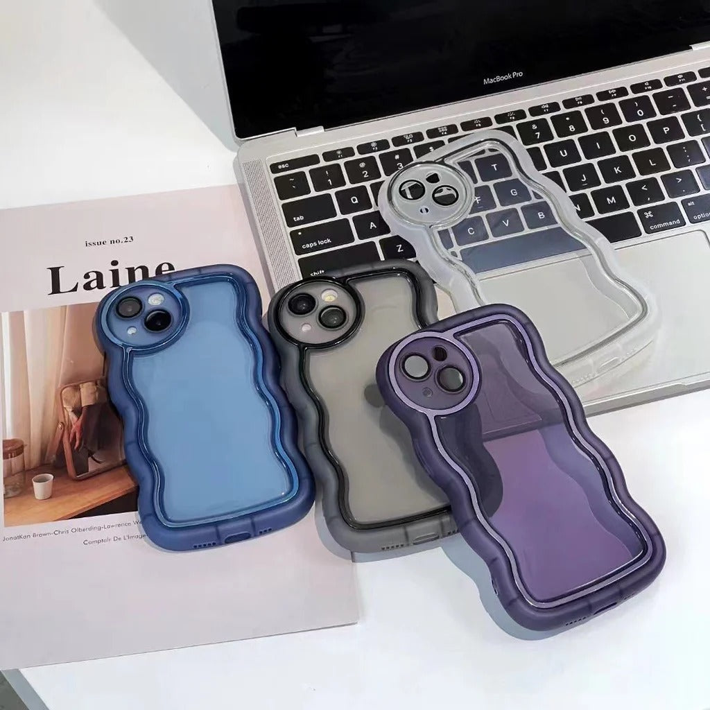 Wavy Edge Transparent iPhone Case – Shockproof Soft Silicone Cover