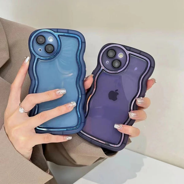 Wavy Edge Transparent iPhone Case – Shockproof Soft Silicone Cover