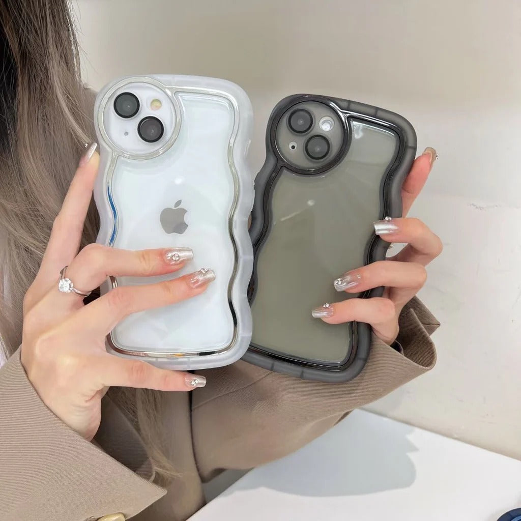 Wavy Edge Transparent iPhone Case – Shockproof Soft Silicone Cover