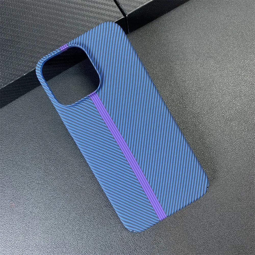 Carbon Fiber Style Protective Case with Racing Stripe for iPhone
