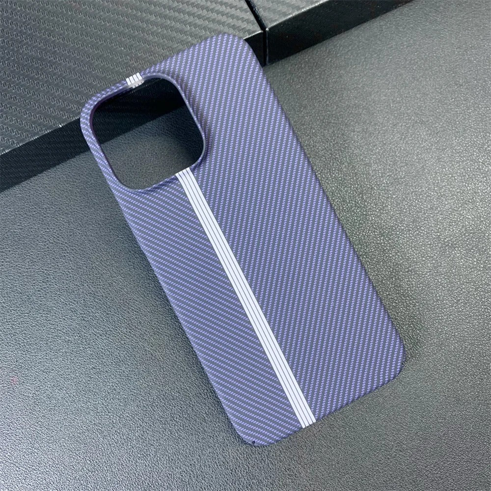 Carbon Fiber Style Protective Case with Racing Stripe for iPhone