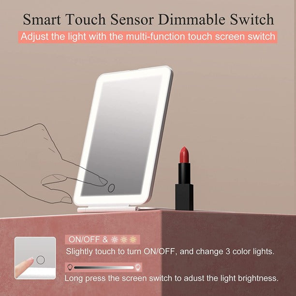 Travel-Friendly Rechargeable LED Mirror Tablet Shape with Touch Screen