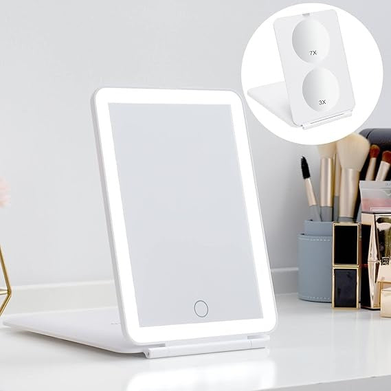 Travel-Friendly Rechargeable LED Mirror Tablet Shape with Touch Screen