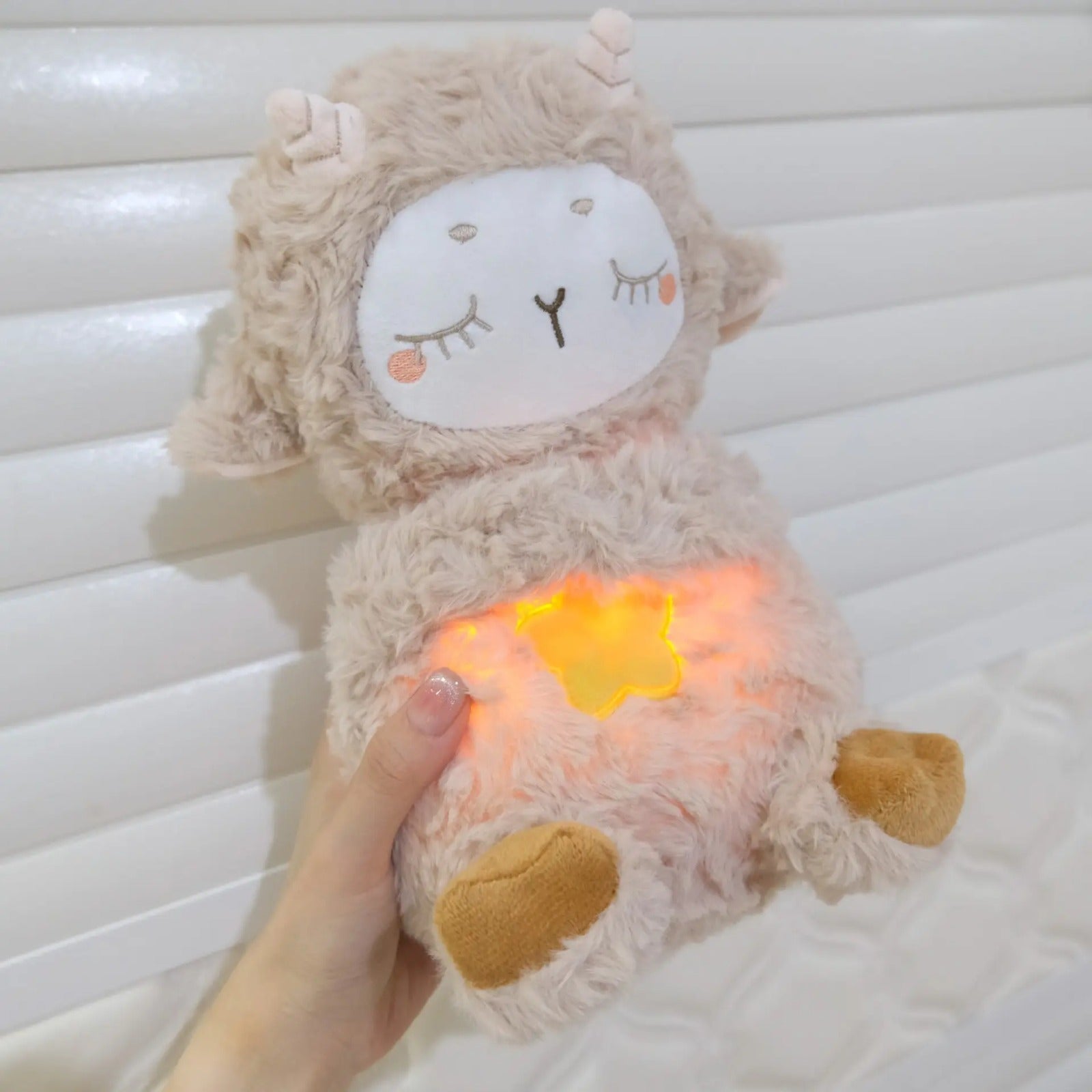 Adorable Lamb Baby Sleep Toy with Light & Realistic Breathing Effect