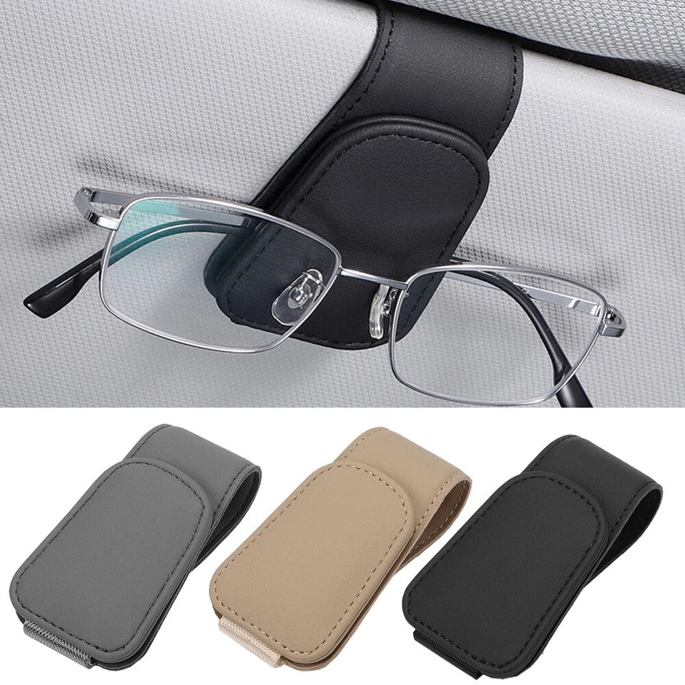 Leather Car Visor Sunglasses Holder