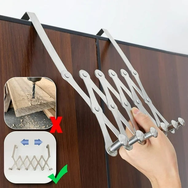 Expandable Over-the-Door Accordion Towel & Clothes Hanger Rack