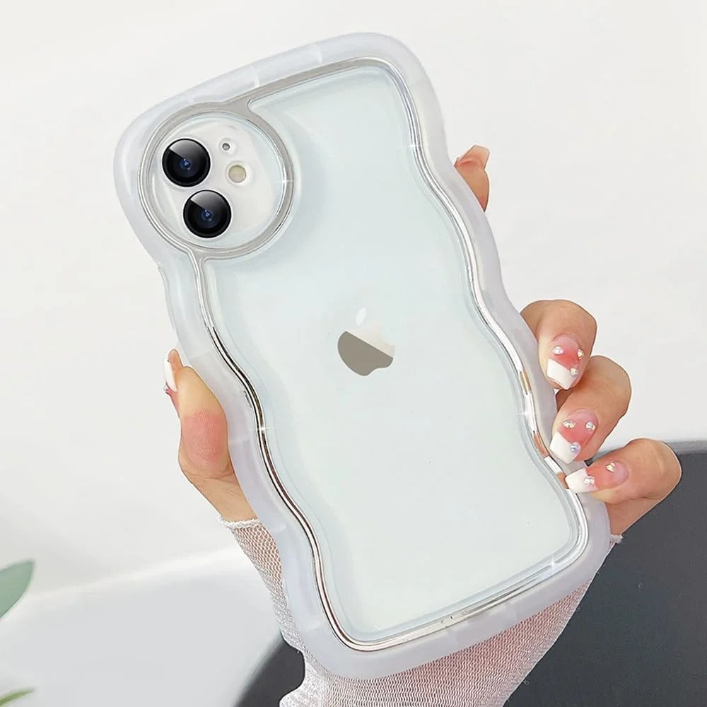 Wavy Edge Transparent iPhone Case – Shockproof Soft Silicone Cover