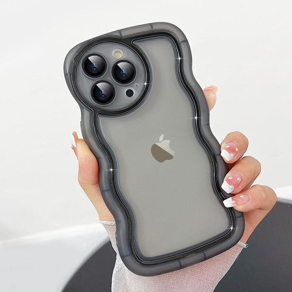 Wavy Edge Transparent iPhone Case – Shockproof Soft Silicone Cover