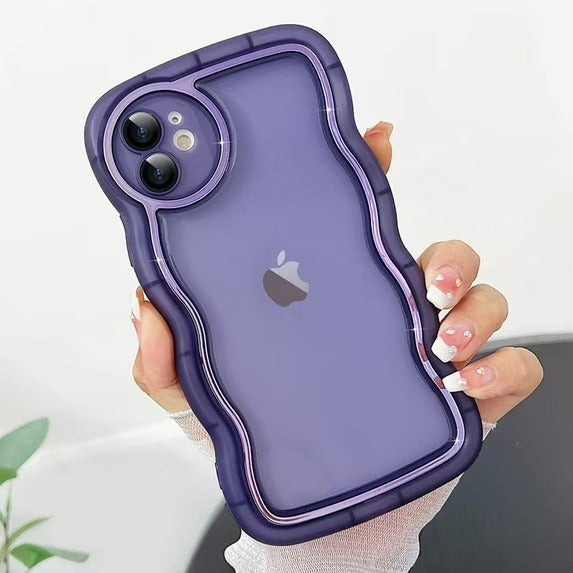 Wavy Edge Transparent iPhone Case – Shockproof Soft Silicone Cover
