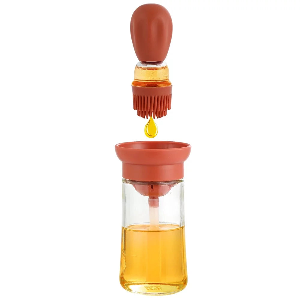 Silicone 2 in 1 Glass Oil Dispenser Bottle With Brush