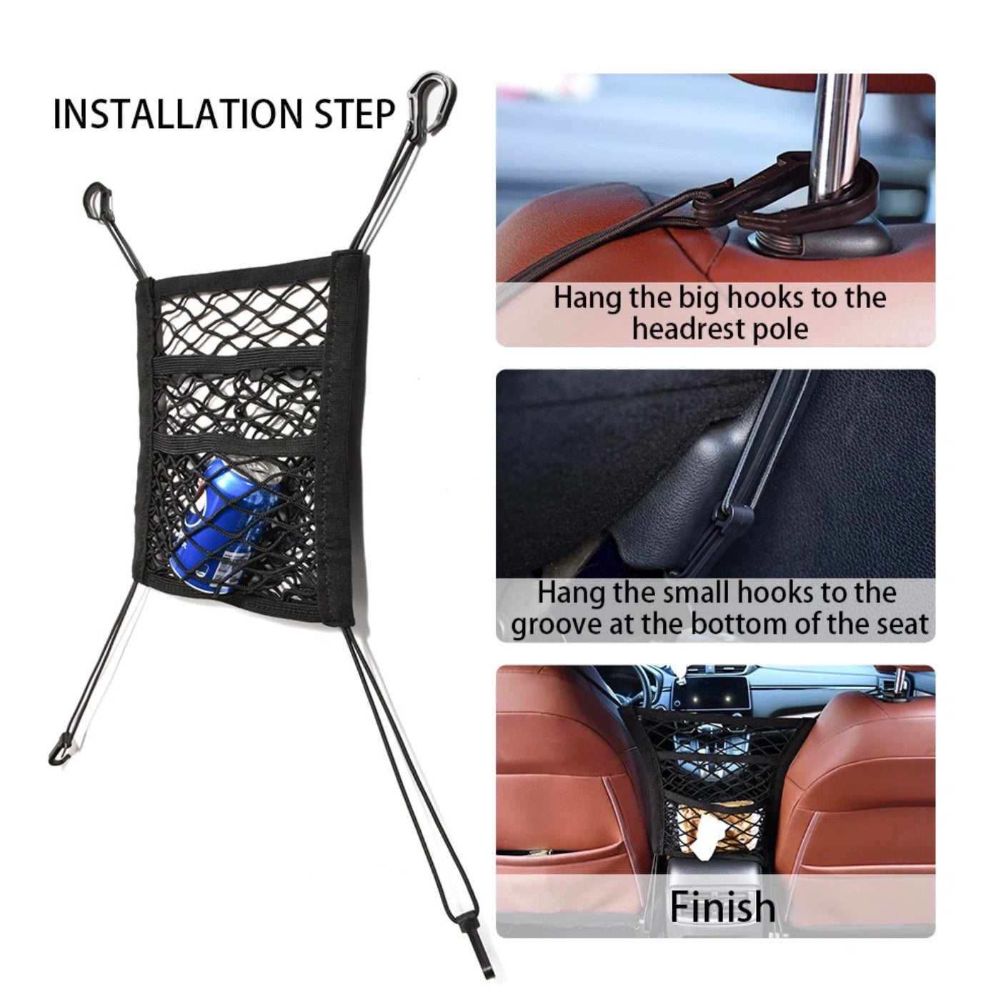 3 Layer Seat Storage Net & Barrier For Car Organizer