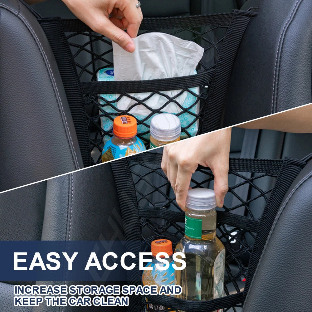 3 Layer Seat Storage Net & Barrier For Car Organizer