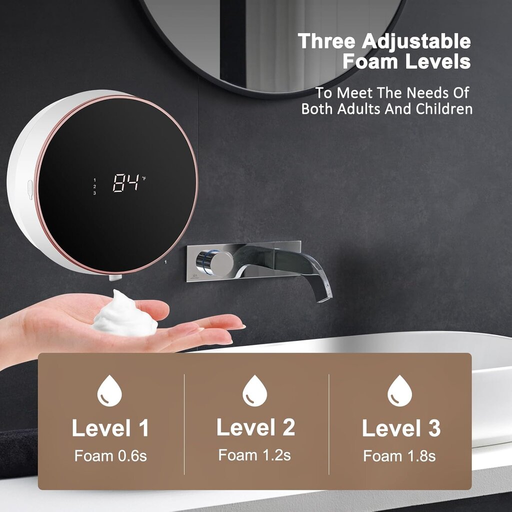 Smart Rechargeable Automatic Foaming Soap Dispenser Touchless with Built-in Temperature Display