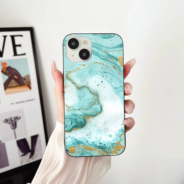 Aqua Blue Marble Design  - HQ Ultra Shine Premium Glass Phone Case All Models