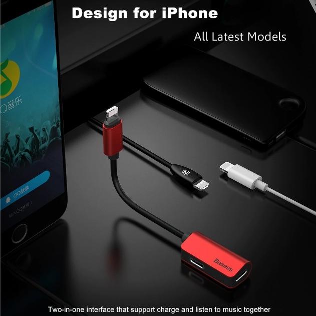 Baseus iPhone Male to Double iPhone Female Adapter Charging+Music+Calling Same Time - Phonecase.PK