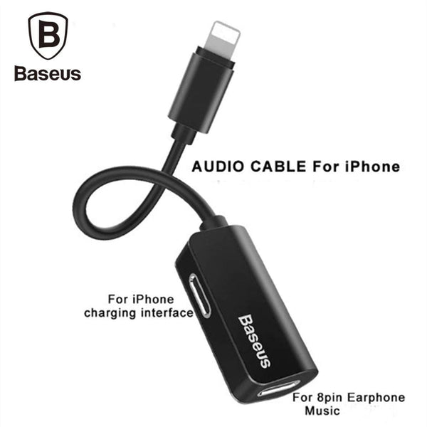 Baseus iPhone Male to Double iPhone Female Adapter Charging+Music+Calling Same Time - Phonecase.PK
