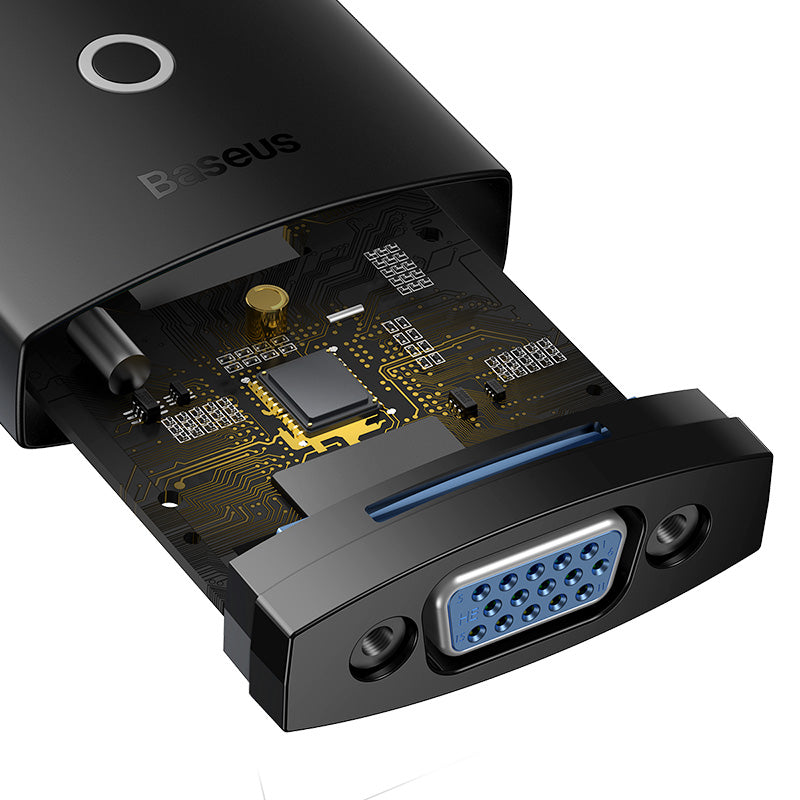 Baseus Hub Lite Series Adapter HDMI to VGA 3.5 mm Aux Port & Micro USB Power Input Black WKQX010101