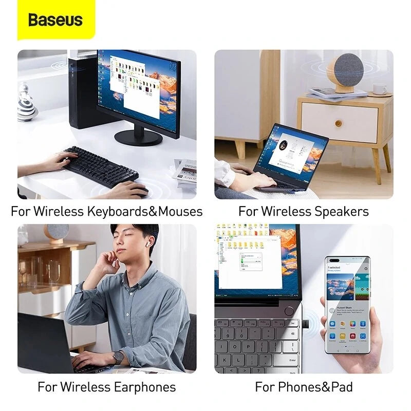 Baseus USB Bluetooth 5.0 Adapter Dongle Audio Receiver Transmitter For PC Speaker Laptop PS4 Wireless Mouse USB Transmitter